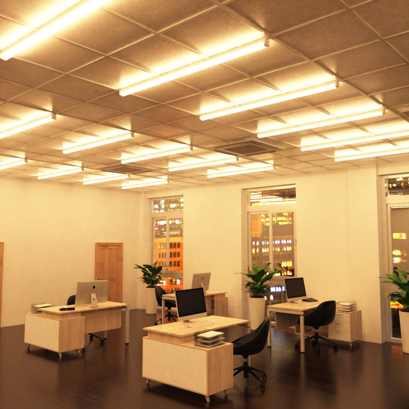 office that has LED battens with warm white light