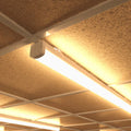 Full shot of a mounted 60w LED battens (150cm) with warm white light