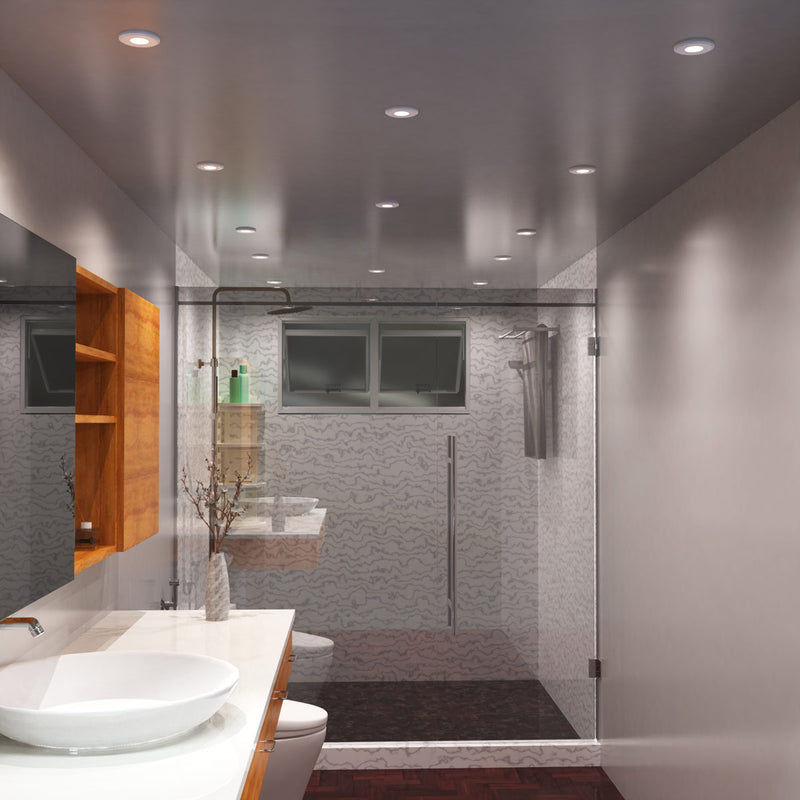 White IP65 bathroom downlight with shower