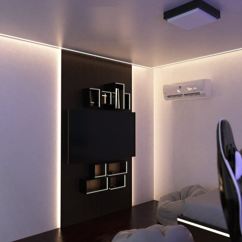 2m Long, Shallow 7mm Recessed LED Aluminium Profile