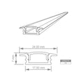 2m Long, Shallow 7mm Recessed LED Aluminium Profile