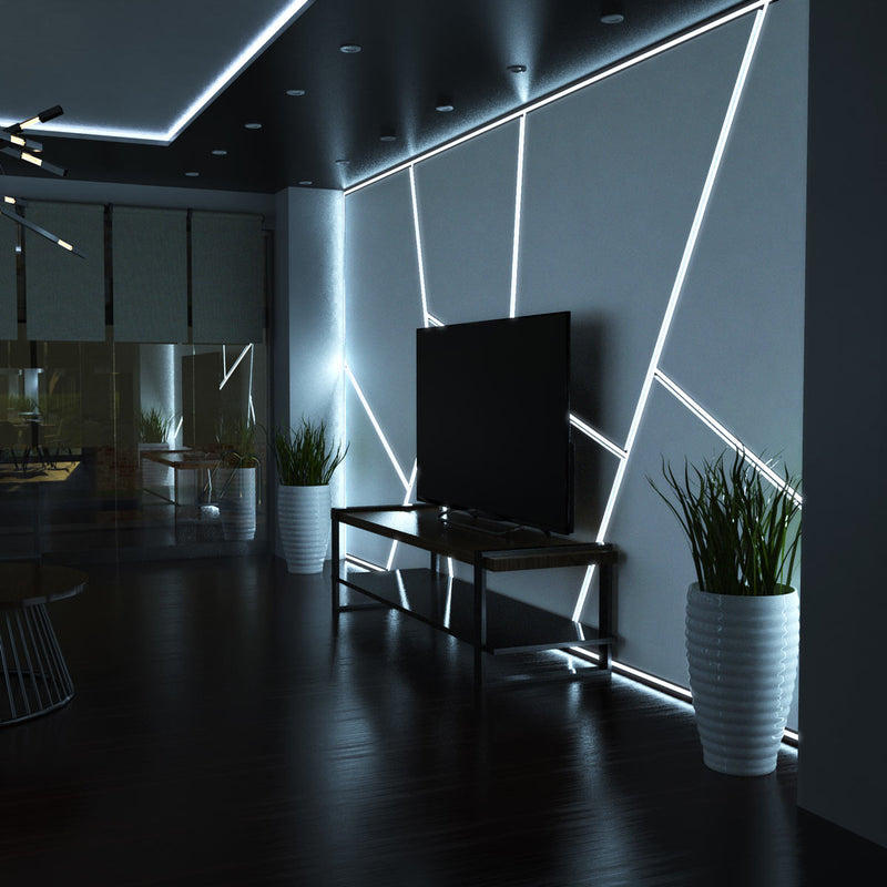 2m, LED Profile, Black Slimline With Diffuser, Incl End Caps and Brackets