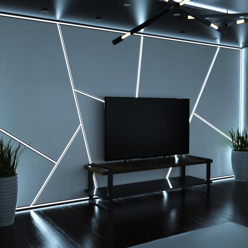 2m, LED Profile, Black Slimline With Diffuser, Incl End Caps and Brackets