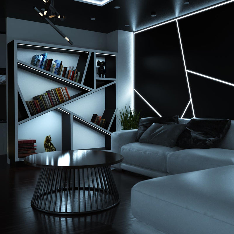 2m, LED Profile, Black Slimline With Diffuser, Incl End Caps and Brackets