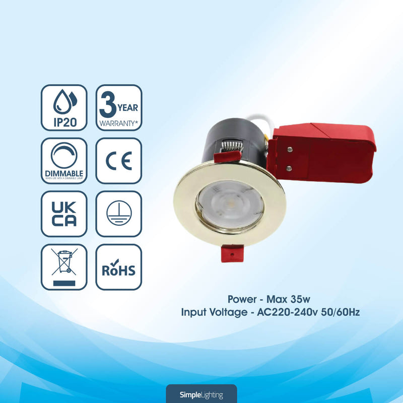 features of brass fire rated downlight