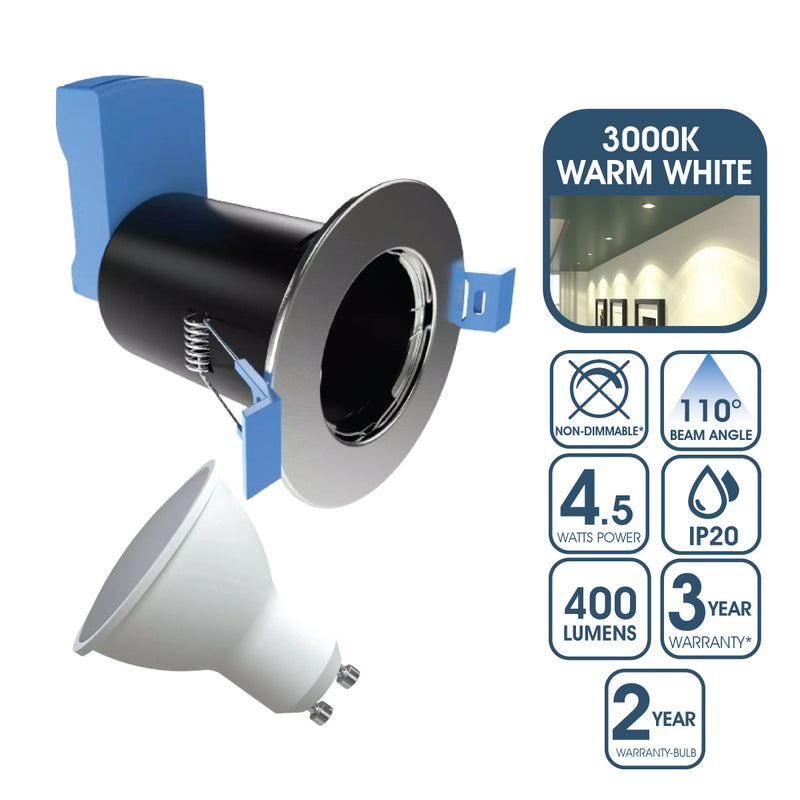 fire-rated downlight with warm white bulb