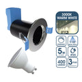 Fire Rated Downlight, GU10, Fixed - Brushed Chrome Finish With 5w Dimmable Warm White GU10 Bulb
