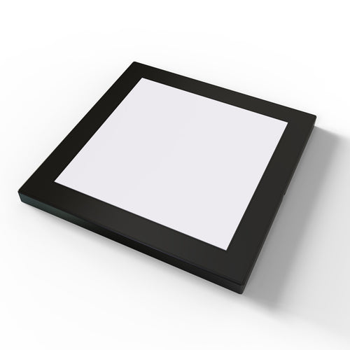 Under-cabinet light square black finish.