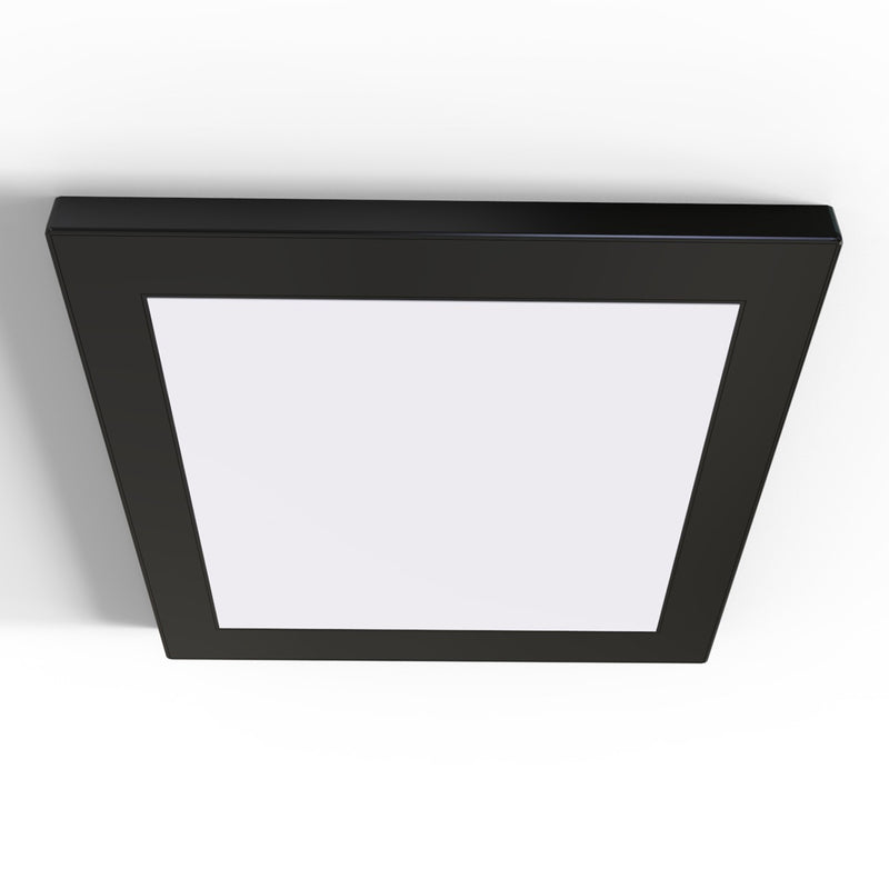Surface mount under-cabinet light with black bezel.