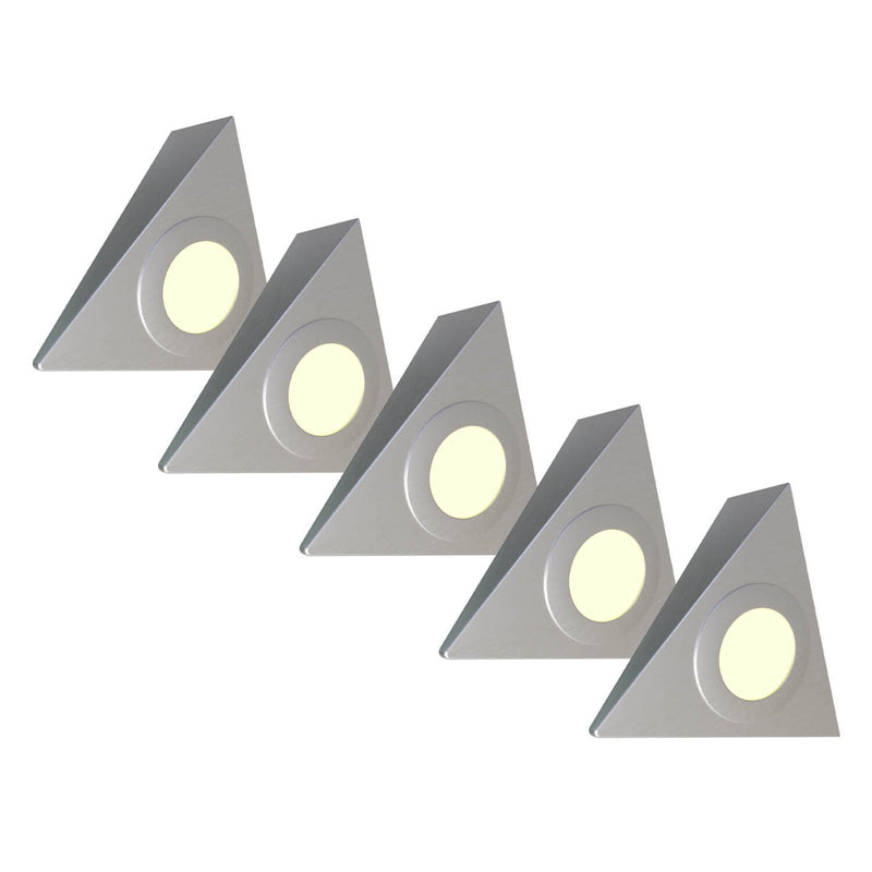 Warm White Mains Powered Triangle Under Cabinet Light, Brushed Chrome Finish Simple Lighting