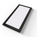 Under-cabinet light with 200x100mm dimensions and black bezel with magnetic cover.