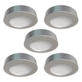 5 Pack of Mains Powered Brushed Chrome Surface/Recessed Mounted Under-Cabinet Light 