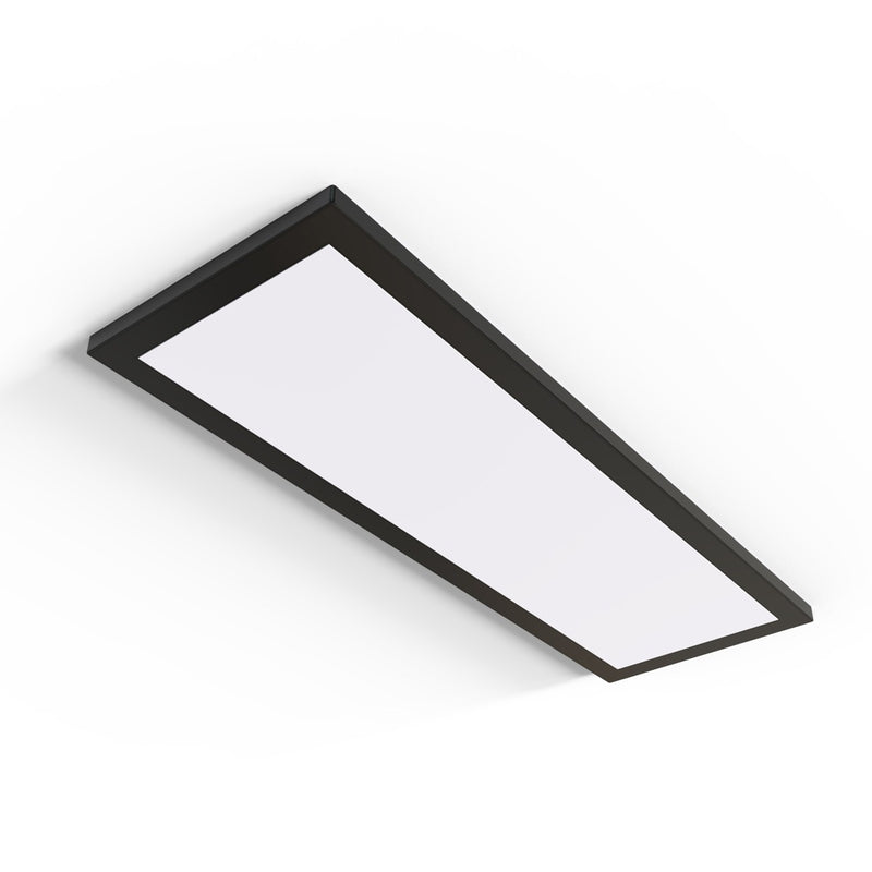 Under cabinet light with a long rectangular shape, black bezel, and magnetic cover.