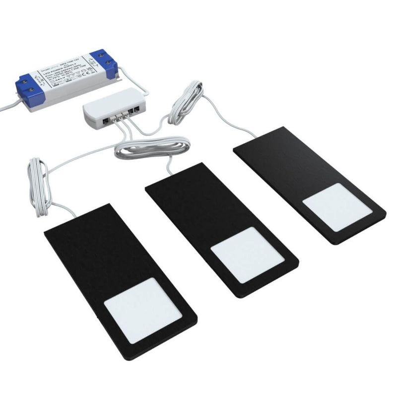 3 X Black Recti Superslim 5w LED Cabinet Light Includes LED Driver - Main Image