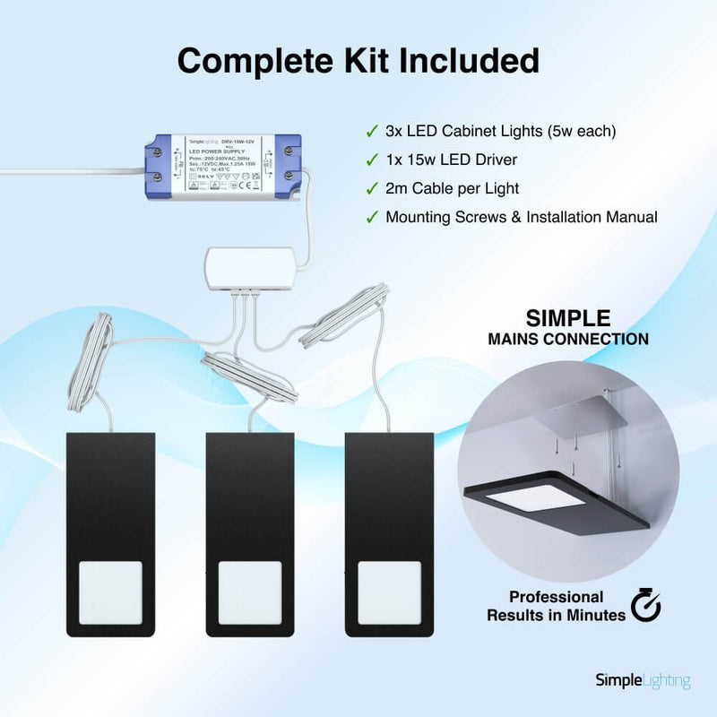 3 X Black Recti Superslim 5w LED Cabinet Light Includes LED Driver - Infographics 3