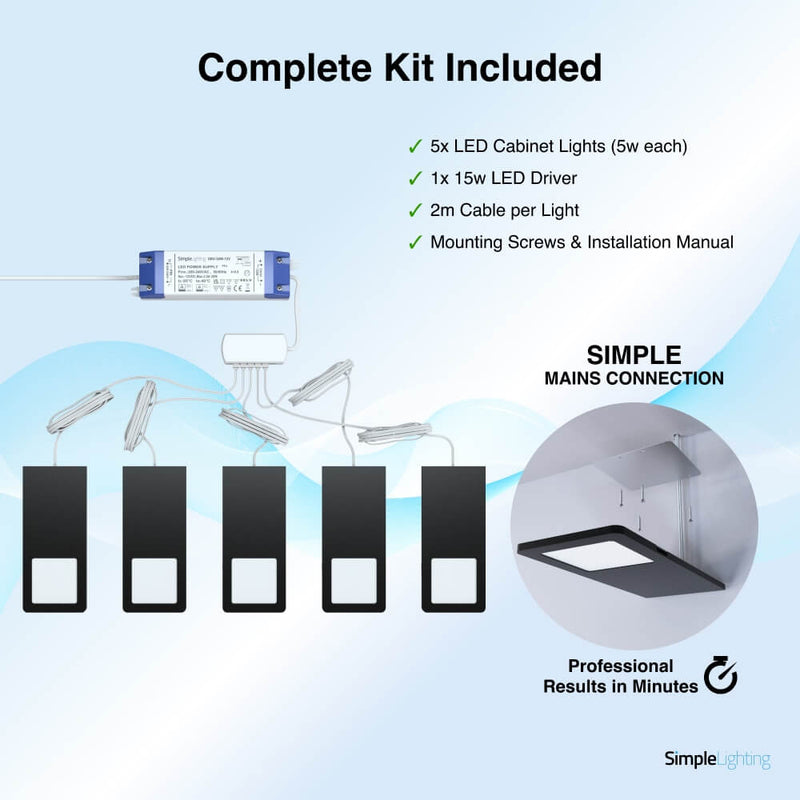 5 X Black Recti Superslim 5w LED Cabinet Light - Infographics 3