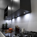 kitchen with mounted LED black CCT cabinet lights - cool white light