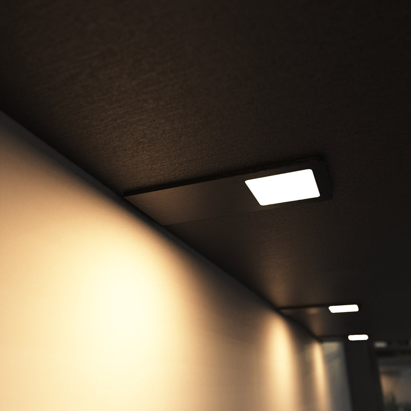 mounted black LED CCT cabinet lights - warm white light