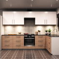 full shot of a kitchen with LED cabinet lights with natural white light