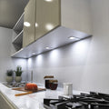 kitchen with mounted matte white LED CCT cabinet lights - cool white light