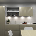 kitchen with mounted matte white CCT LED cabinet lights - natural white light