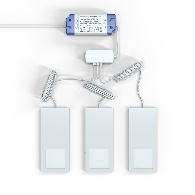 pack of three white under cabinet lights