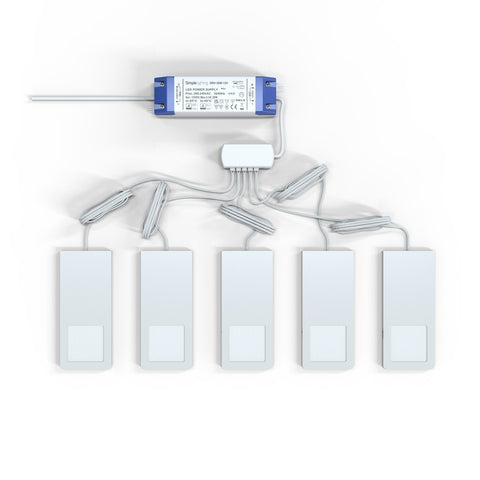 pack of five white under cabinet lights