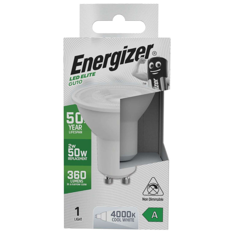 GU10 LED Bulb, 2w A Rated, Natural White 4000K Energizer