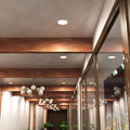mid shot of a hallway ceiling with natural white LED panel lights