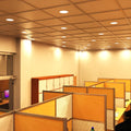 mid shot of an office ceiling  with warm white LED panels