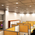 mid shot of an office ceiling  with natural white LED panels