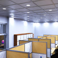 mid shot of an office ceiling  with cool white LED panels
