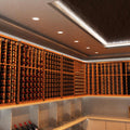 mid shot of a wine cellar with warm white LED panels