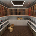 full shot of a wine cellar with natural white LED panel lights