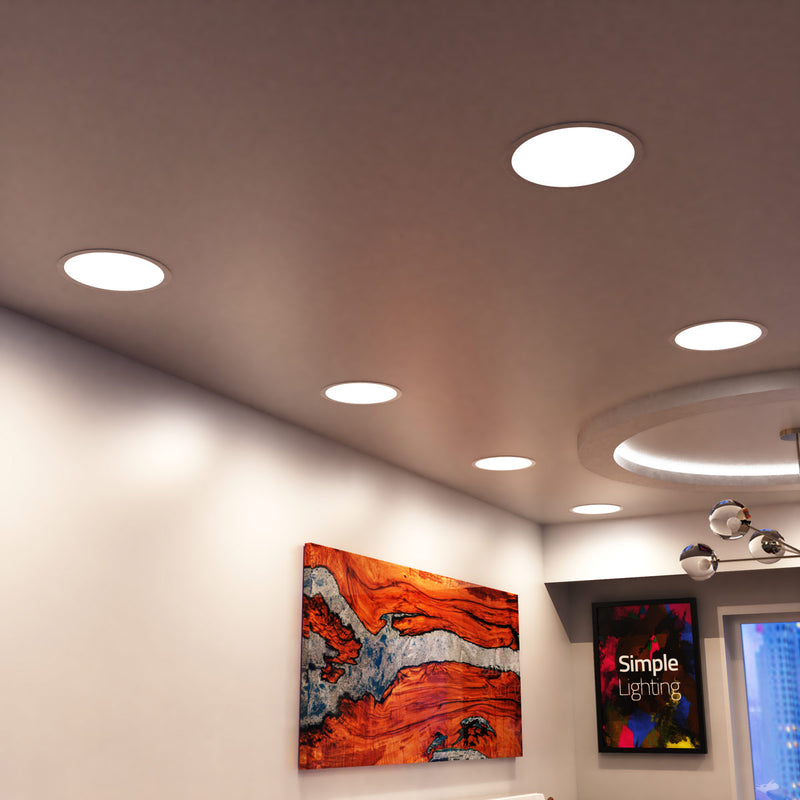 mid shot of a bedroom ceiling with natural white LED panel lights