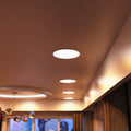 mid shot of a bedroom ceiling with warm white LED panels