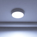 Close-up shot of a mounted LED polo bulkhead light with microwave sensor and cool white light