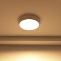 Close-up shot of a mounted LED polo bulkhead light with microwave sensor and warm white light