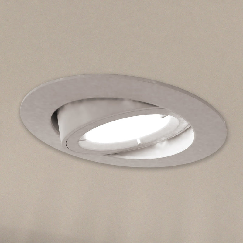 close up of a mounted tilted white downlight