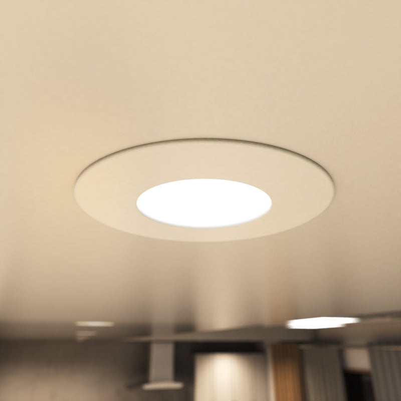close up shot of a mounted white downlight in natural white light