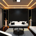 full shot of a living room with warm white strip light