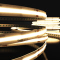 close up of a warm white COB strip