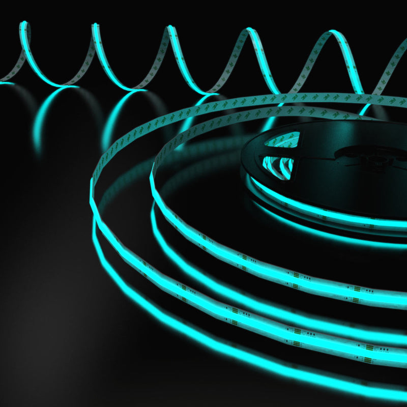 RGB LED tape light in aqua