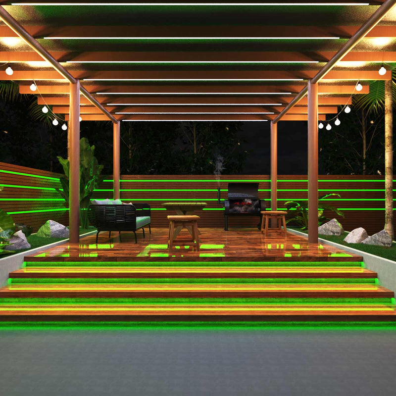 deck with green COB strips