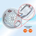 Image of the inside of a bulkhead and a closeup to the dual powe switch