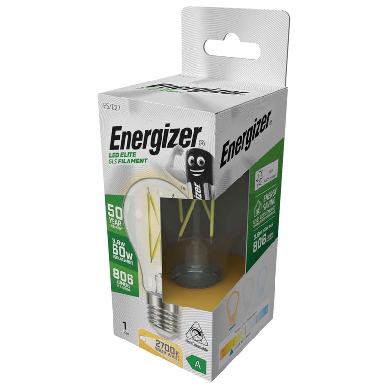 side of a Energizer 3.8w E27 Filament bulb