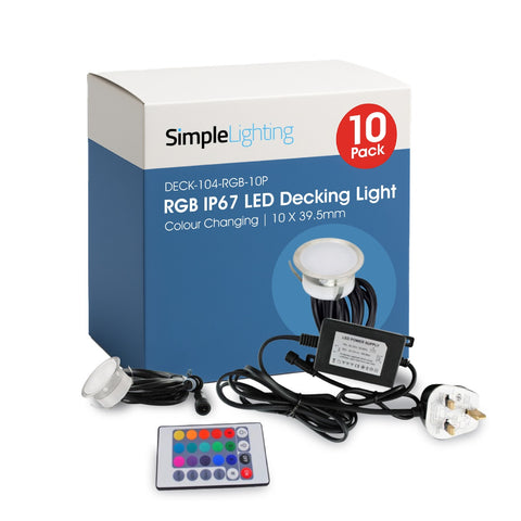 39.5mm, RGB IP67 LED Decking Light - Colour Changing with Eco Controller