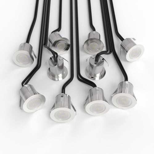 Ten 30mm, IP67 LED Decking Lights Blue