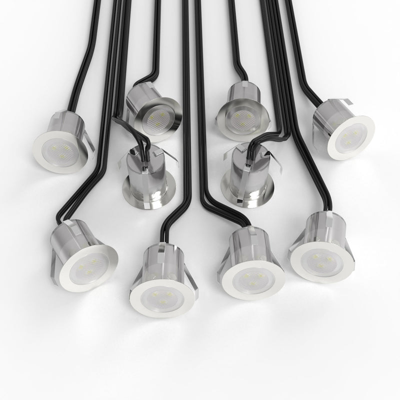 Ten 30mm, IP67 LED Decking Lights Blue
