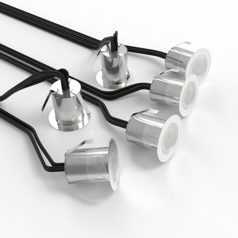 Six 30mm, IP67 LED Decking Lights Blue